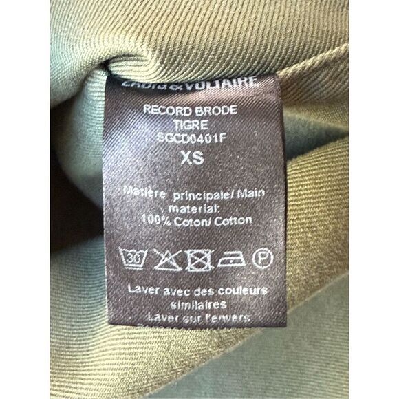 ZADIG & VOLTAIRE Green Military Lace Up Shift Dress With Embroidered Tiger - Picture 13 of 13